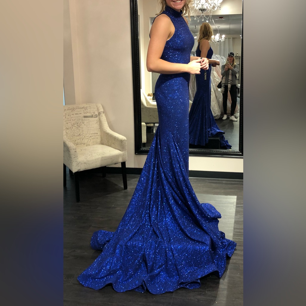 Jovani Royal Blue High Neck Gown